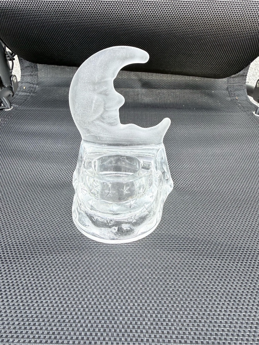 Vintage 90’s party lite retired - Glass Moon & Star Tealight Holder - Clear